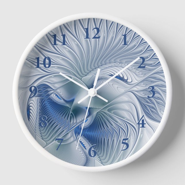 Dynamic Fantasy Abstrakt Blue Tones Fraktal Art Uhr (Vorderseite)