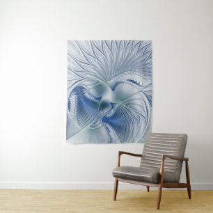 Dynamic Fantasy Abstrakt Blue Tones Fraktal Art Wandteppich