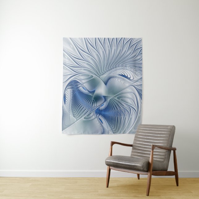 Dynamic Fantasy Abstrakt Blue Tones Fraktal Art Wandteppich (Beispiel)