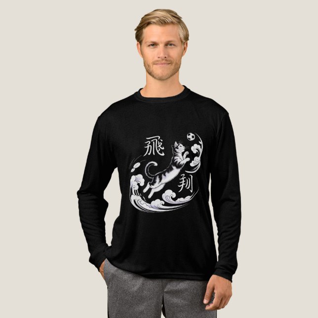 Dynamic Flying Cat Soccer Perfect Gift for Cat fan Tri-Blend Shirt (Volle Vorderseite)