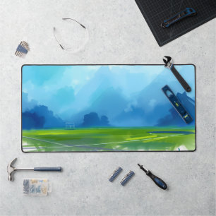 "Dynamic Football Field Desk Mat - Blue Energy Div Schreibtischunterlage