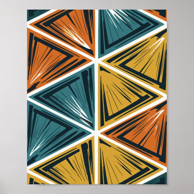 Dynamic Geometric Triangles Pattern Poster (Vorne)