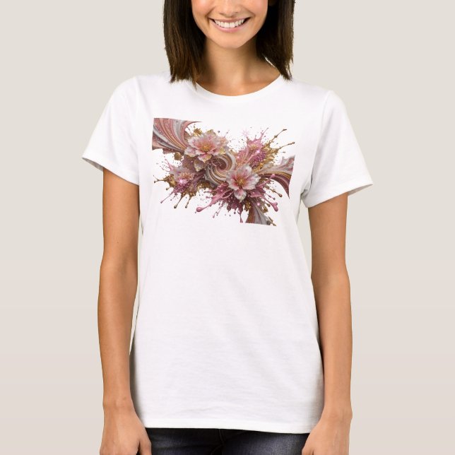 Dynamic Gold ABSTRACT ART Design T-Shirt (Vorderseite)