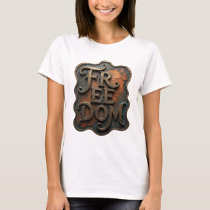 Dynamic Gold FREEDOM Text Design T-Shirt