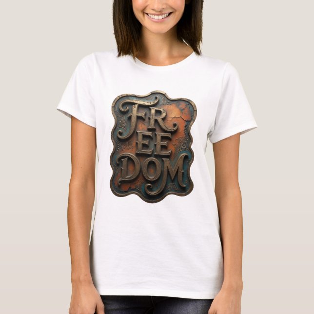 Dynamic Gold FREEDOM Text Design T-Shirt (Vorderseite)