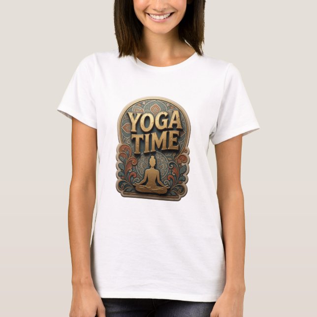 Dynamic Gold YOGA TIME Statement T-Shirt (Vorderseite)