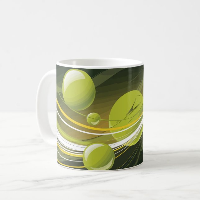 Dynamic Green Sphere and Wave Abstract Design Kaffeetasse (Vorderseite Links)