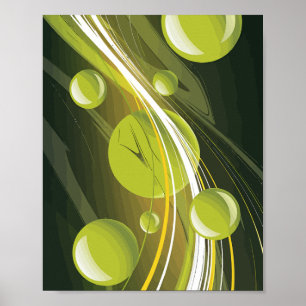 Dynamic Green Sphere and Wave Abstract Design Poster
