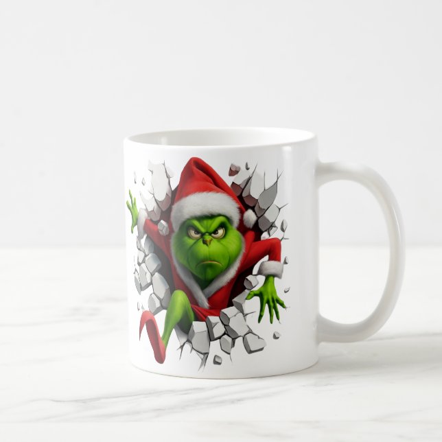 Dynamic Grinch With Festive Design Breaking wall Kaffeetasse (Rechts)