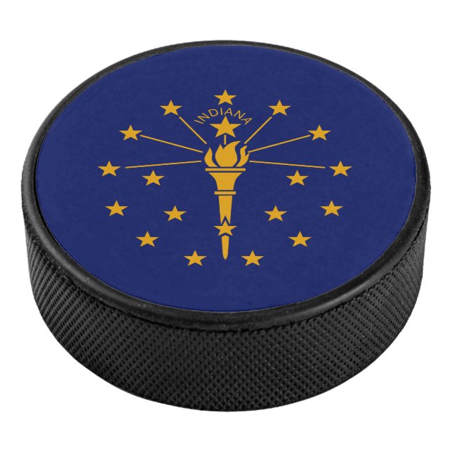 Dynamic Indiana State Flag Graphic on a Eishockey Puck (3/4)