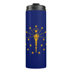 Dynamic Indiana State Flag Graphic on a Thermosbecher