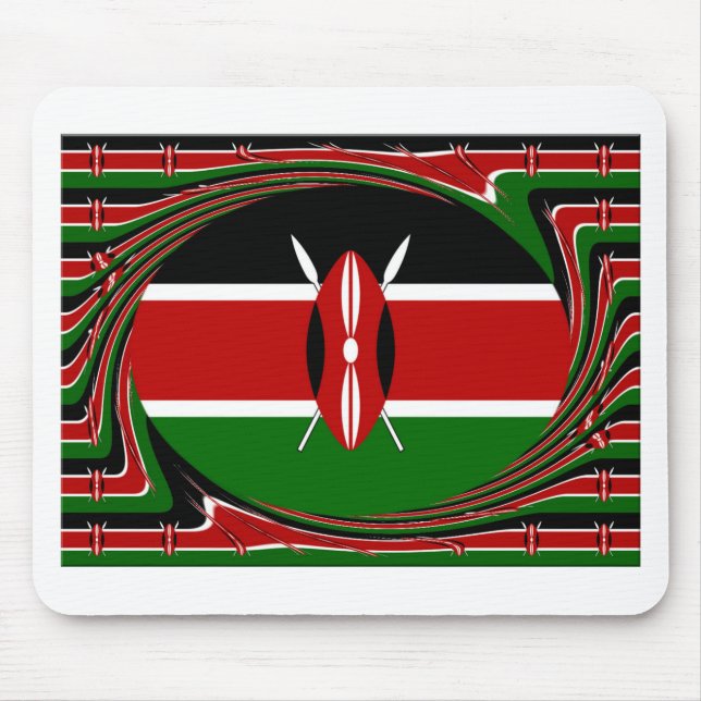 Dynamic Kenyan Flag Vector: Ein energetisches Desi Mousepad (Vorne)
