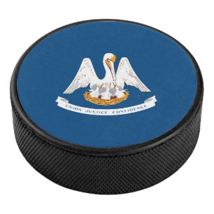 Dynamic Louisiana State Flag Graphic auf einer Eishockey Puck