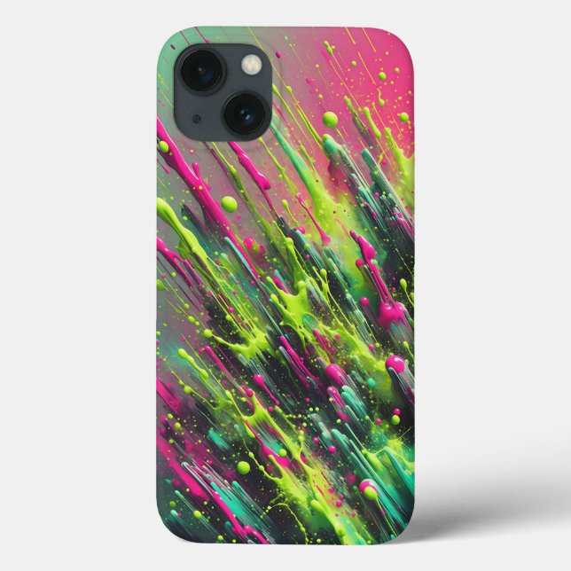 Dynamic Neon Paint Splash Phone Case Vibrant Pink (Rückseite)