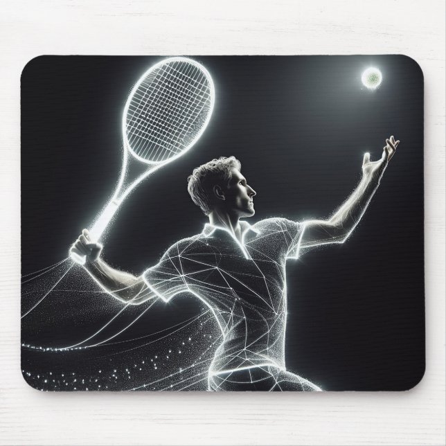 Dynamic Neon Tennis Player Mousepad (Vorne)