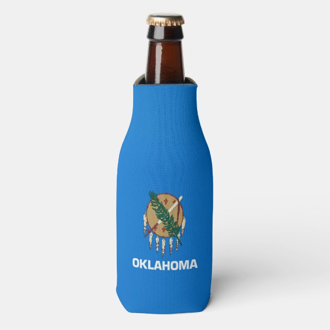 Dynamic Oklahoma State Flag Graphic on a Flaschenkühler (Flaschenvorderseite)