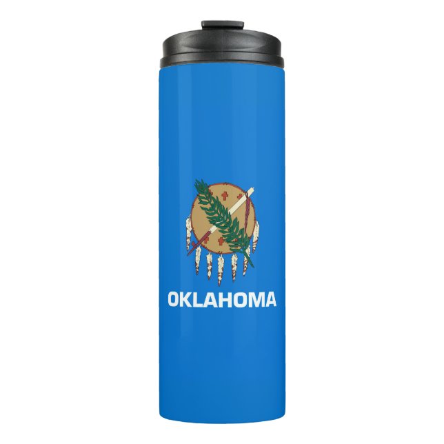 Dynamic Oklahoma State Flag Graphic on a Thermosbecher (Vorderseite)