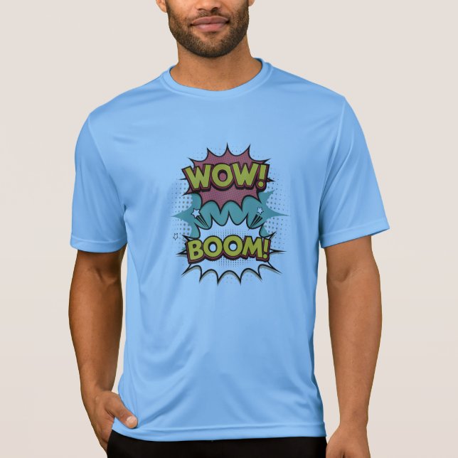 Dynamic Pop Art Comic Burst WOW! BOOM! T-Shirt (Vorderseite)
