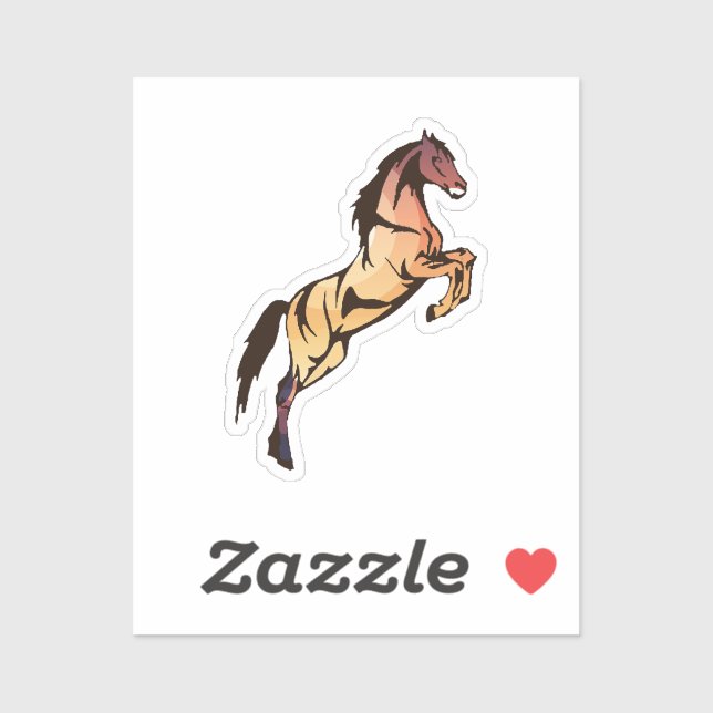 Dynamic Rearing Horse Watercolor Art Sticker (Blatt)