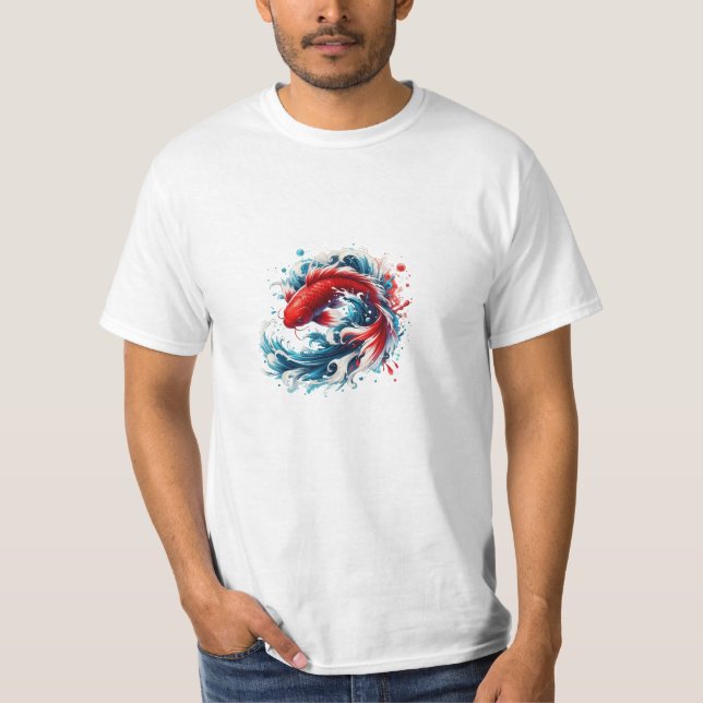 Dynamic Red Koi Splash T-Shirt (Vorderseite)
