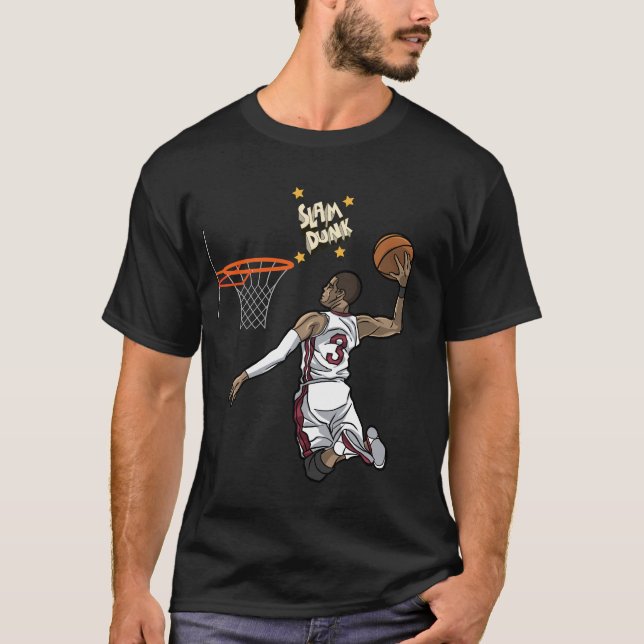 Dynamic Slam Dunk Basketball Design T-Shirt (Vorderseite)