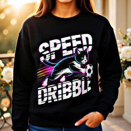 Dynamic Soccer Cat sporty Sweatshirt for Women