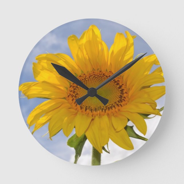 Dynamic Sunflower Clock Runde Wanduhr (Vorderseite)