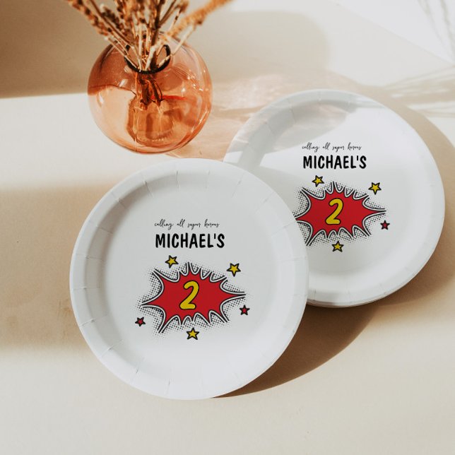 Dynamic Superhero 2. Geburtstag Pappteller (Von Creator hochgeladen)