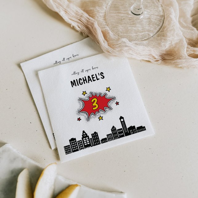 Dynamic Superhero 3. Geburtstag Serviette (Von Creator hochgeladen)