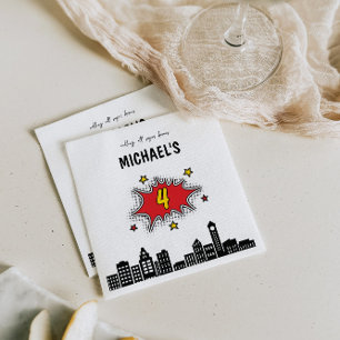 Dynamic Superhero 4. Geburtstag Serviette