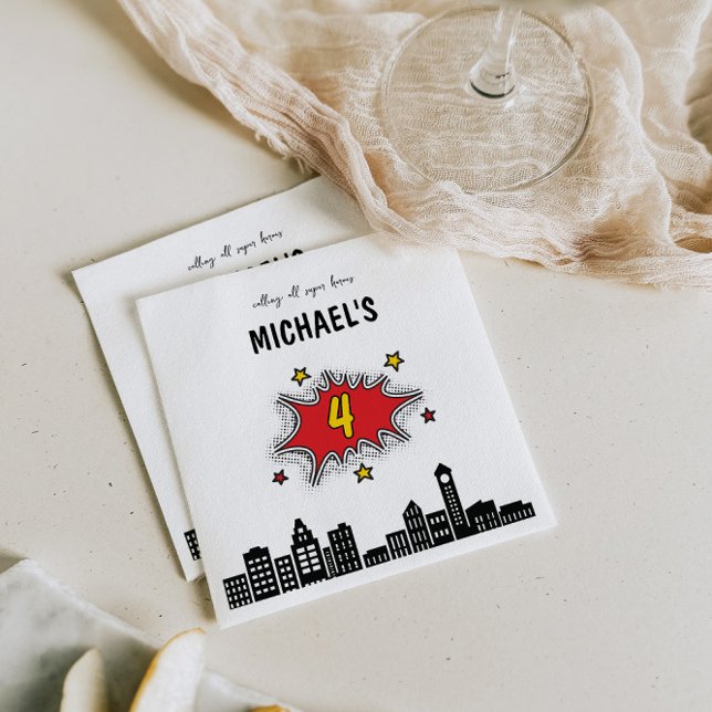 Dynamic Superhero 4. Geburtstag Serviette (Von Creator hochgeladen)