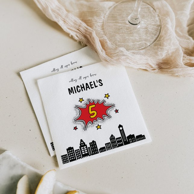 Dynamic Superhero 5. Geburtstag Serviette (Von Creator hochgeladen)