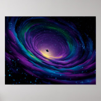 Dynamic Swirling Galaxy Vortex with Central Astron Poster