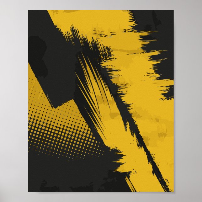 Dynamic Yellow Paint over Dark Surface Poster (Vorne)