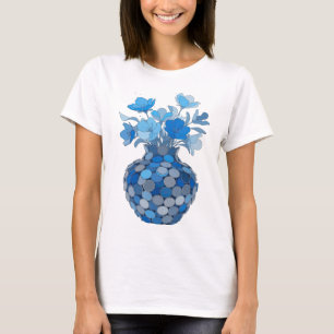 Dynamisch Blau BLUME VASE Text Design T-Shirt