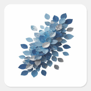 Dynamisch Grau BLAUE BLÄTTER Craft Aufkleber