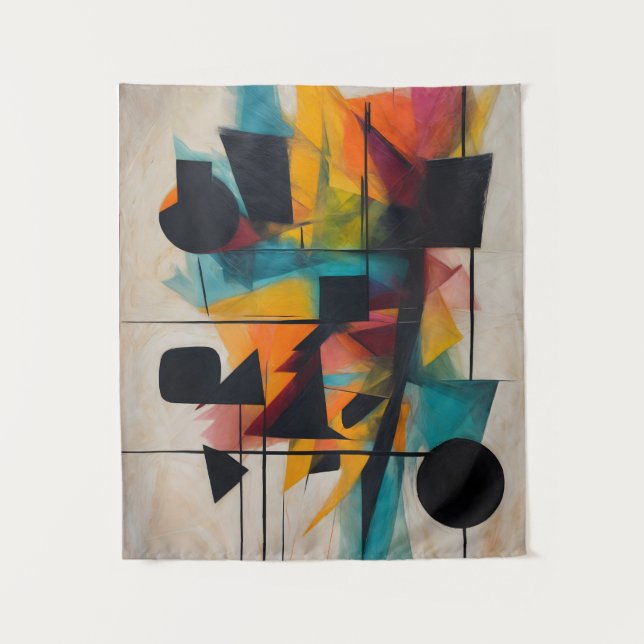 Dynamische Abstrakt Geometrische Kunst Wandteppich (Vorderseite)