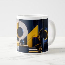 Dynamische abstrakte Kunst mit Navy, Gold und Marm Jumbo-Tasse