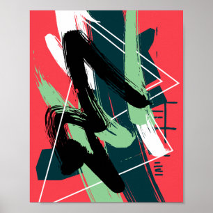 Dynamische abstrakte Pinselstrichkomposition Poster