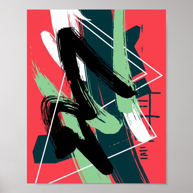 Dynamische abstrakte Pinselstrichkomposition Poster (Vorne)