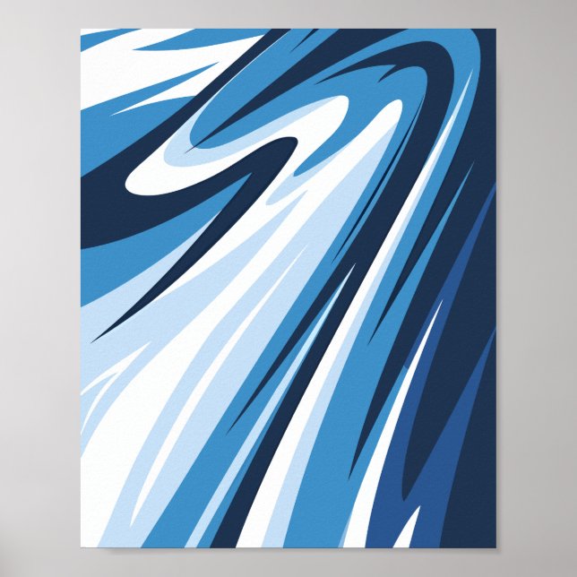 Dynamische Abstrakte Wave in Blue Hues Poster (Vorne)