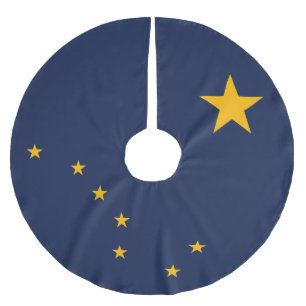 Dynamische Alaska-Staatsflagge Grafik auf einer Polyester Weihnachtsbaumdecke