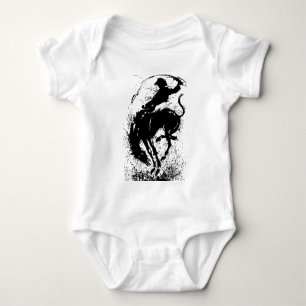 Dynamische Cowboy-Rodeo-Silhouetten-Kunst Baby Strampler