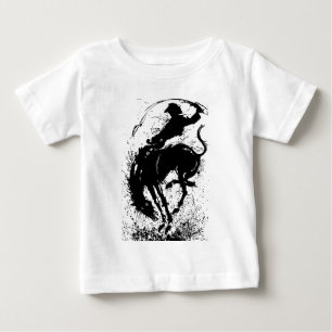 Dynamische Cowboy-Rodeo-Silhouetten-Kunst Baby T-shirt