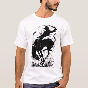 Dynamische Cowboy-Rodeo-Silhouetten-Kunst T-Shirt