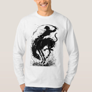 Dynamische Cowboy-Rodeo-Silhouetten-Kunst T-Shirt