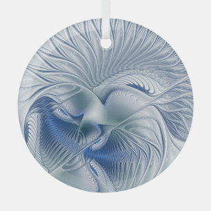 Dynamische Fantasie Abstrakte Blautöne Fraktalkuns Ornament Aus Glas
