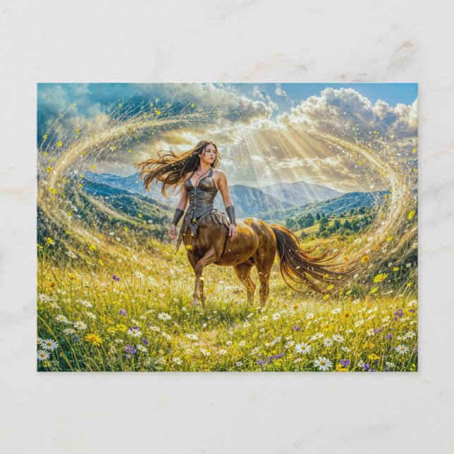 Dynamische Fantasie Centauride in strahlendem magi Postkarte (Vorderseite)