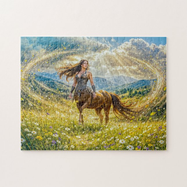 Dynamische Fantasie Centauride in strahlendem magi Puzzle (Horizontal)