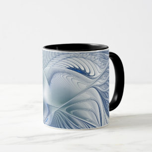 Dynamische Fantasy-Abstrakte Blautöne Fraktal-Kuns Tasse